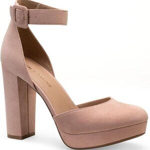 Sun + Stone Womens Estrella Faux Suede Ankle Strap Pumps Pink 9.5 Medium (B,M)